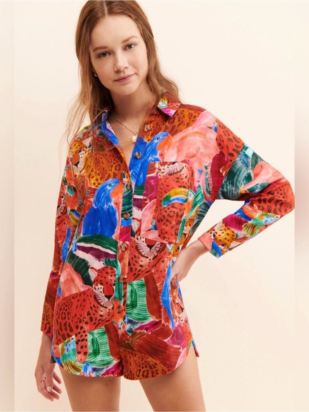 FARM Rio Multicolor Tropical Parrot & Leopard Romper